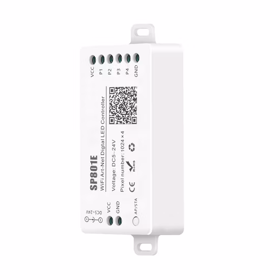 Sp801e WiFi Art-Net Magic LED Controller Module de panneau matriciel LED Ws2812b Ws2811 Light Strip Contrôle sans fil Ios Android DC5-24V